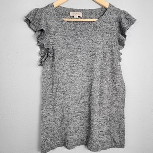 LOFT knit top with ruffles, small